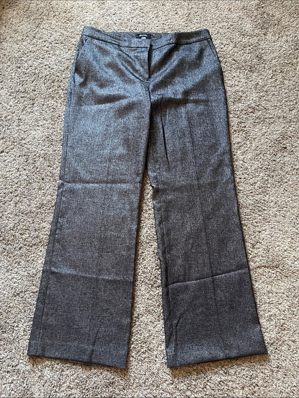 Nine West Silver-Gray Textured Dress Pants A